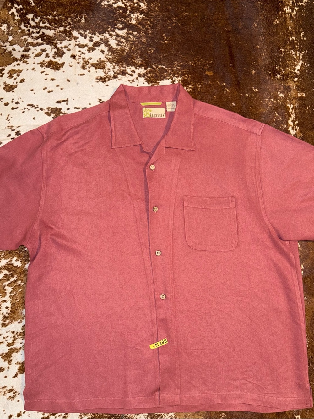 Cubavera Short-Sleeve button up with from pocket Cuban Shirt in Dusty Cedar